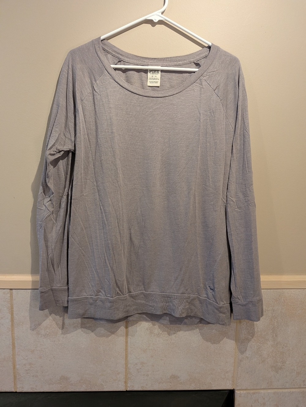 VS PINK, Long Sleeve Shirt, Light Grey, Size M